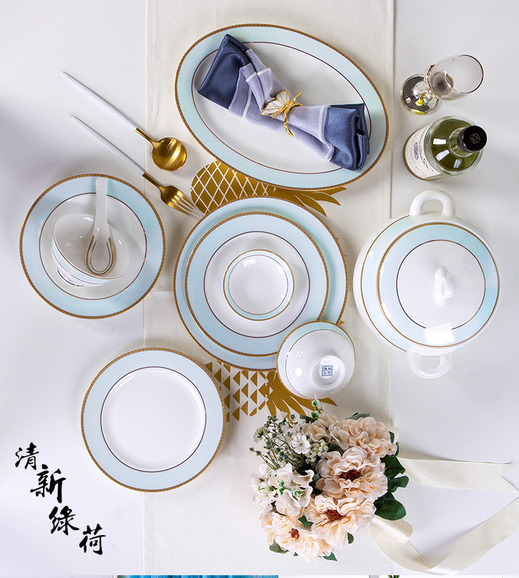 Dishes suit household jingdezhen European - style ipads porcelain tableware ceramics dinner set bowl chopsticks plate combination of Chinese style