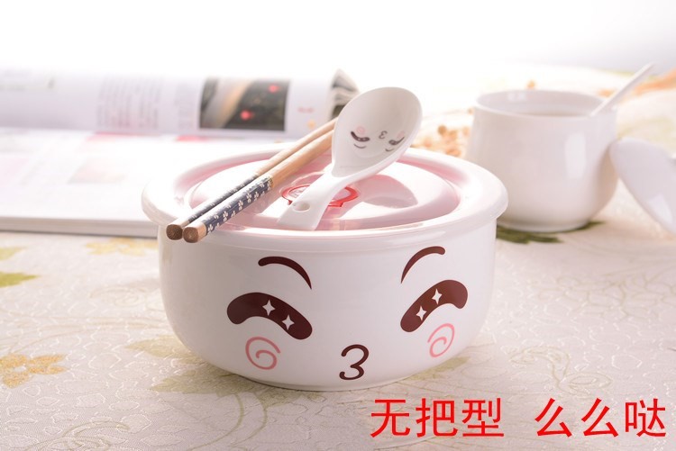 Ceramic bowl, lovely rainbow such use large ramen noodles mercifully instant noodles cup spoon, chopsticks//lunch box Japanese tableware with cover