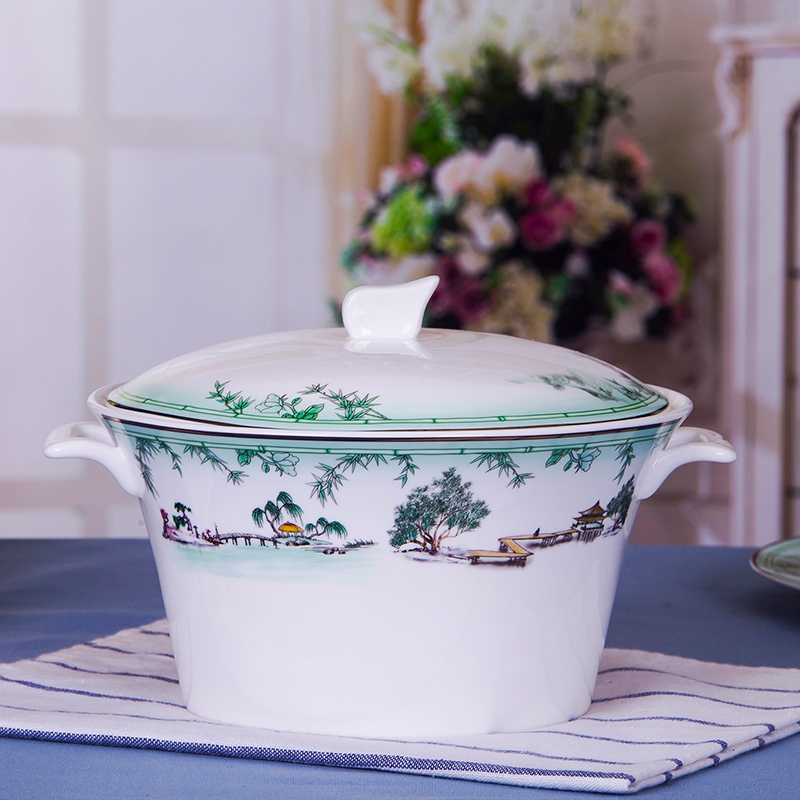 Jingdezhen ceramic bowl dish dishes suit household portfolio European - style ipads porcelain tableware dishes of eating Chinese style dinner