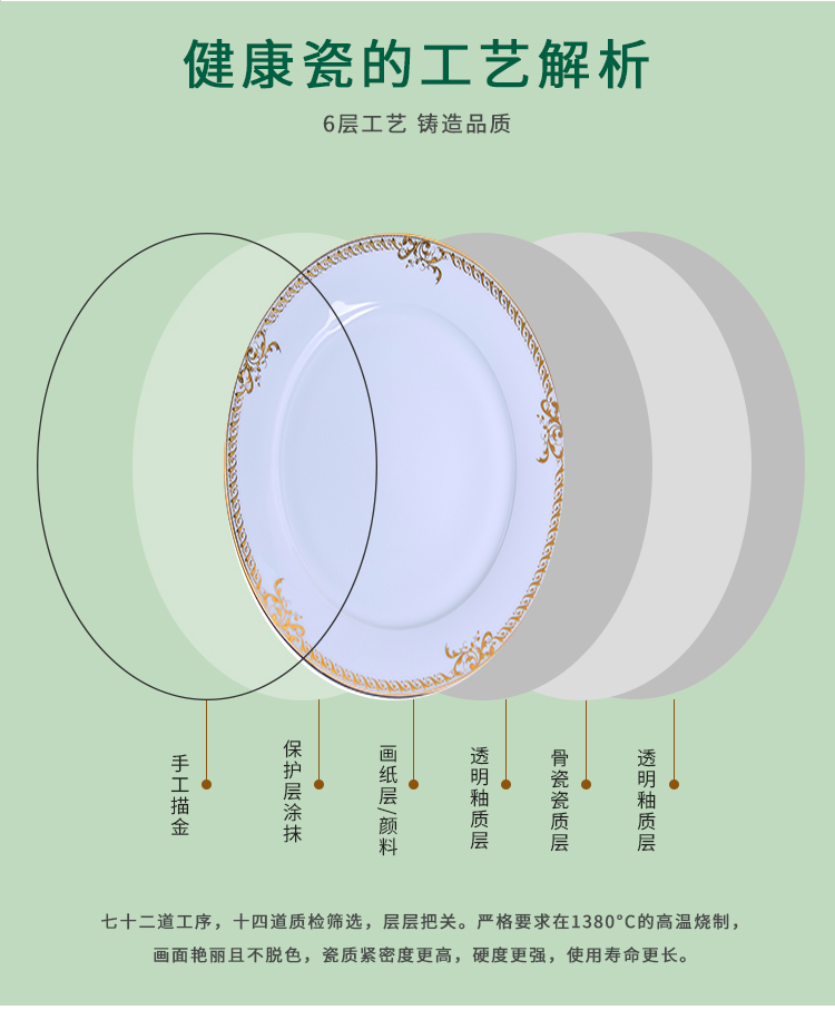 Jingdezhen dishes suit household contracted 60 head dinner set bowl chopsticks ceramics Chinese style composite plate