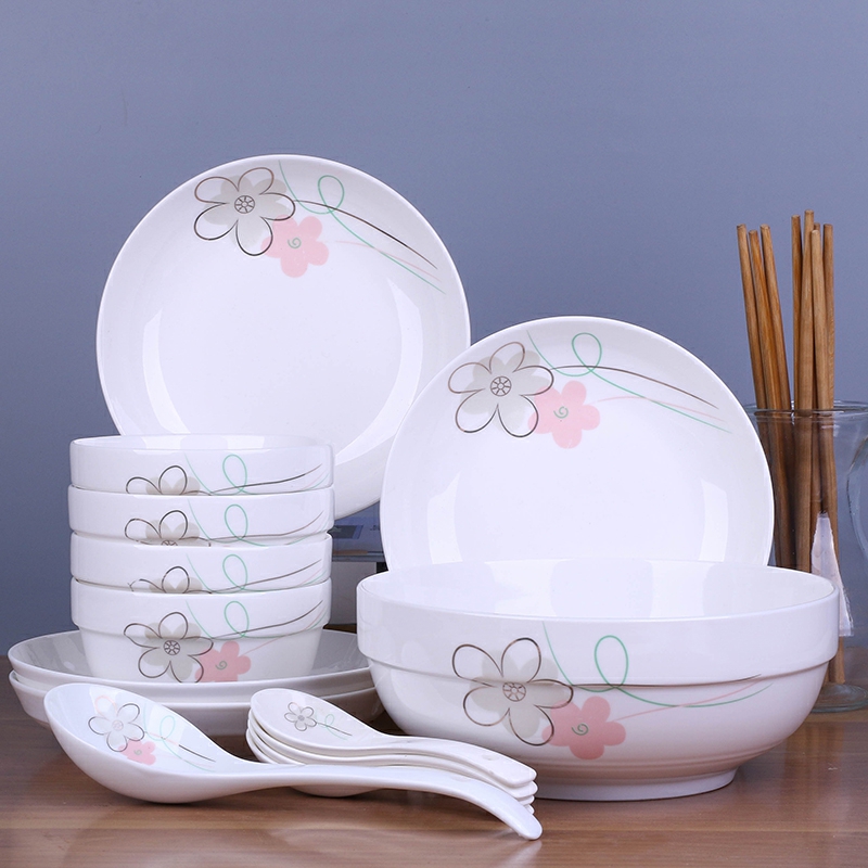 Chinese tableware suit household bowls of ipads plate of kitchen utensils dishes to eat bowl chopsticks family four POTS and pans