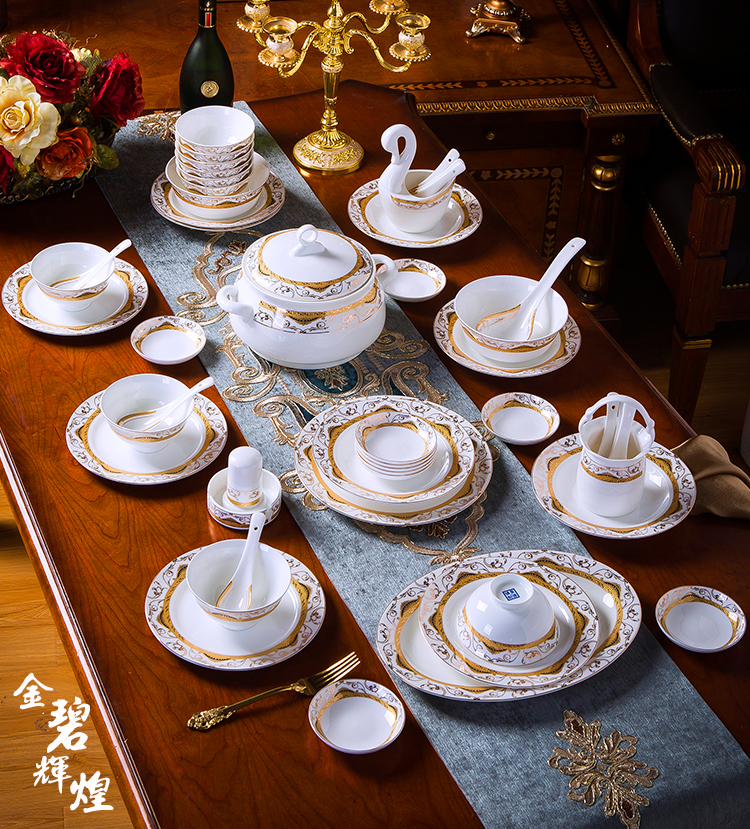 Dishes suit household European - style combination jingdezhen ceramic tableware Dishes chopsticks contracted ceramic bowl Dishes for dinner