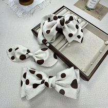 韩系网红波点布艺抓夹女秋冬后脑勺半扎低扎发夹时尚蝴蝶结侧边夹