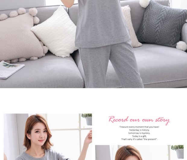 Đồ ngủ mùa hè của phụ nữ cotton ngắn tay cắt quần mùa hè phụ nữ kích thước lớn phù hợp với phần mỏng cotton dịch vụ nhà hai mảnh đồ ngủ pijama