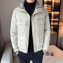 Rich bird winter cotton clothes men Korean trend lamb wool collar cotton padded jacket handsome coat mens coat