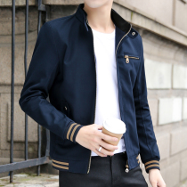 Rich bird cashmere coat mens autumn and winter style plus velvet Stand Collar Cotton Korean trend slim mens tooling jacket