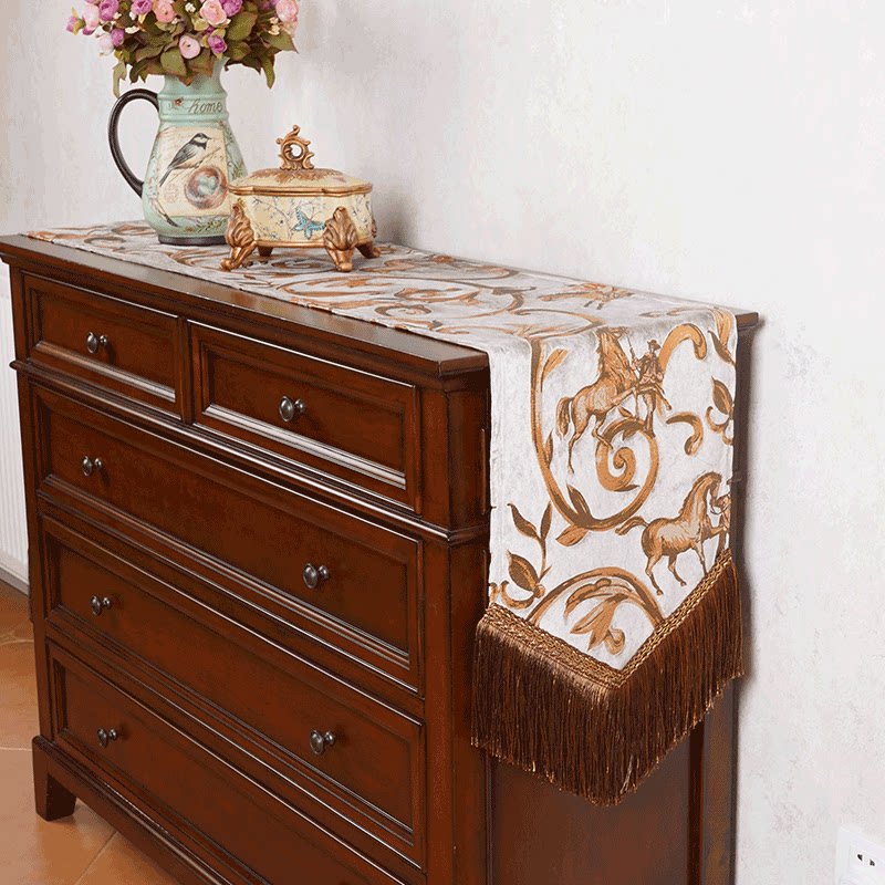 Table Flag American retro light luxury high-end green tea table cloth art Nordic style tea table TV cabinet table Chinese cover towels