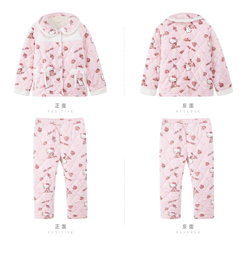 Gukoo / vỏ chính hãng Hello Kitty đồ ngủ mùa đông san hô nhung nhung phục vụ nhà giản dị phù hợp với - Bên ngoài ăn mặc đồ bộ mặc nhà cao cấp hàn quốc