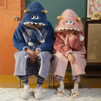 Синий банный халат