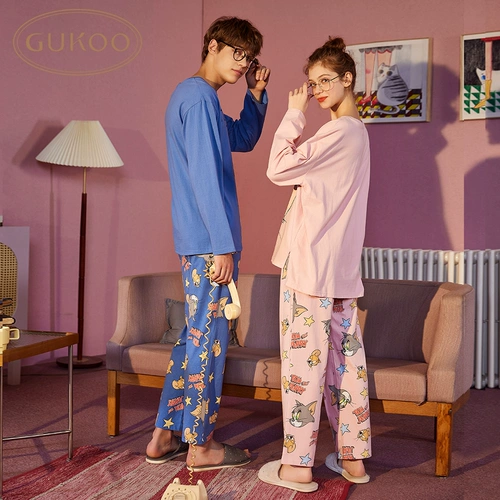 Gukoo/果壳 Осенняя пижама для влюбленных, мультяшный комплект