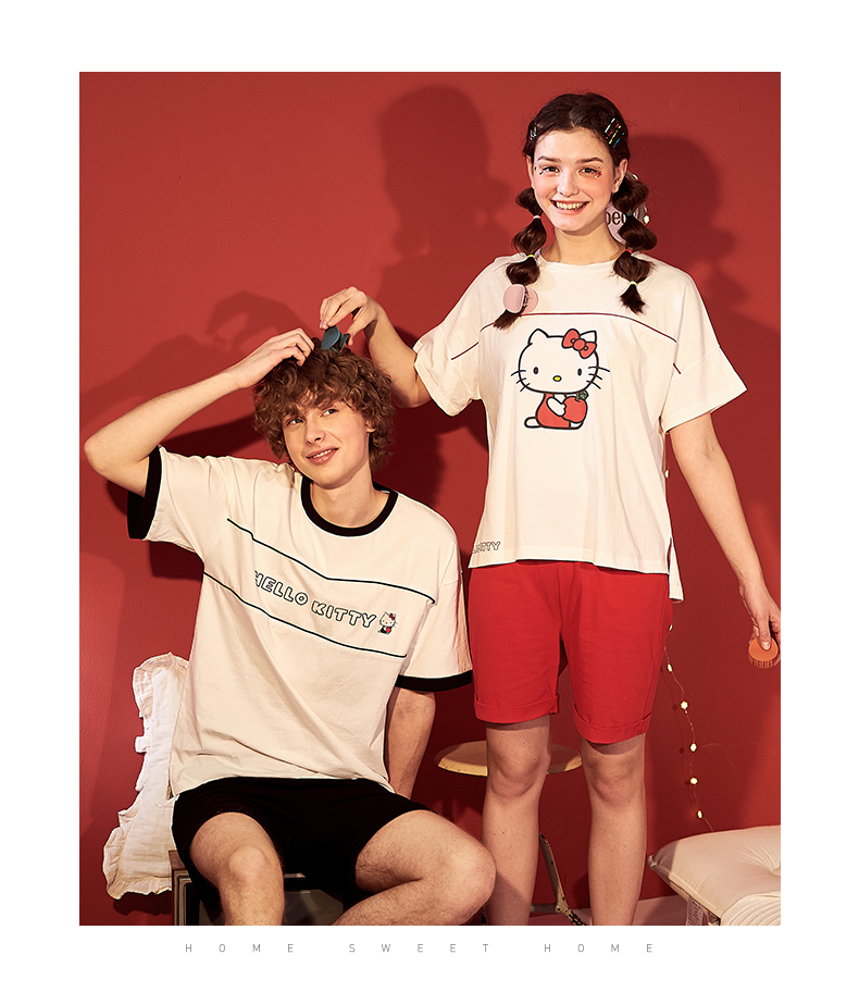 Gukoo trấu chính hãng Hello Kitty vài bộ đồ ngủ phim hoạt hình mùa xuân và mùa hè dịch vụ nhà những kiểu đồ bộ đẹp