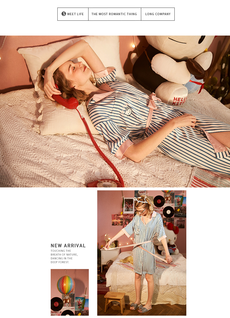 Gukoo / vỏ chính hãng Hello Kitty nightdress ve áo váy nữ dễ thương ngọt ngào váy ngủ nữ váy ngủ