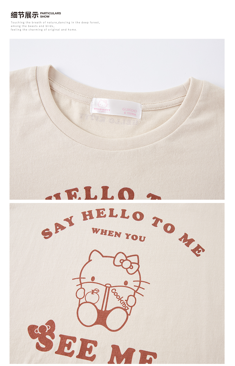 [Nhiều nếp gấp] chính hãng hellokitty đồ ngủ phụ nữ mùa hè dễ thương của phụ nữ phù hợp với bông có thể được đeo bên ngoài nhà dịch vụ