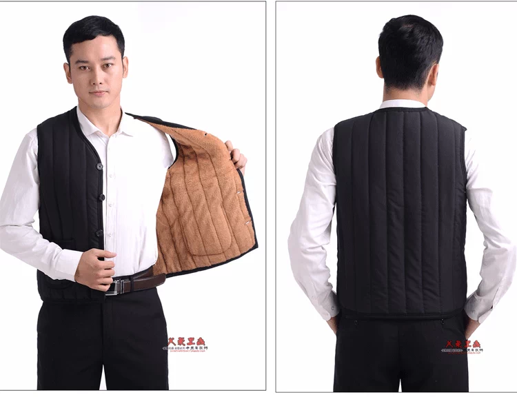 Áo vest nam trung niên mùa thu và mùa đông mới bố cộng với nhung dày cỡ lớn cotton nam vest vest trung niên