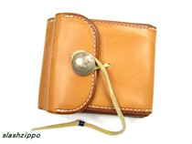 Japanese original GOROS Takahashi Tanning Leather Primary Color Two-fold Short Money Bag Wallet