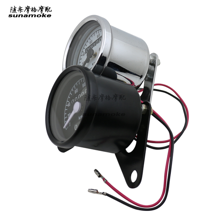 Xe máy retro vỏ đen dụng cụ nhỏ đôi mileage Jialing 70 retro sửa đổi đồng hồ đo khỉ đồng hồ xe máy sirius