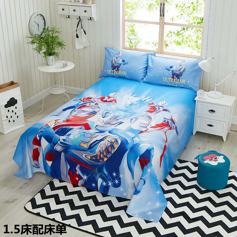Siêu nhân Siro Altman tấm ba mảnh 1 m 2 nam trẻ em cotton bốn mảnh bộ 1,8 phim hoạt hình giường đơn 1,5 - Bộ đồ giường bốn mảnh chăn ga gối everon