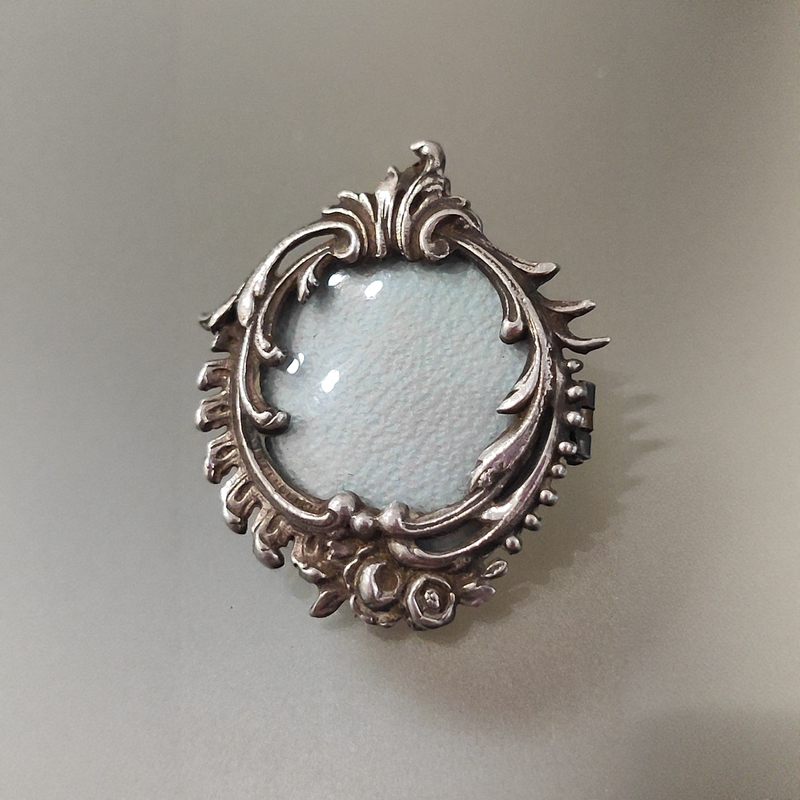 French Silver Antique Photo Frame Brooch French Silver Antique Photo Frame Brooch