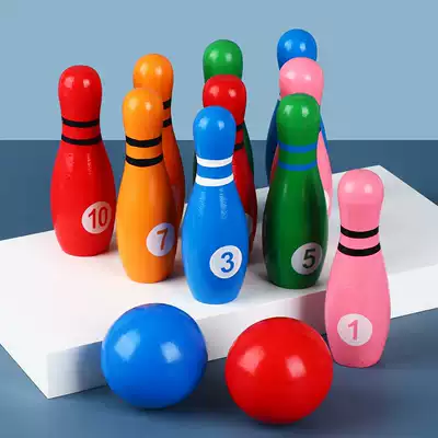 Bowling toys Solid wood large bowling set Kindergarten baby indoor activity sports toys 2-10 years old