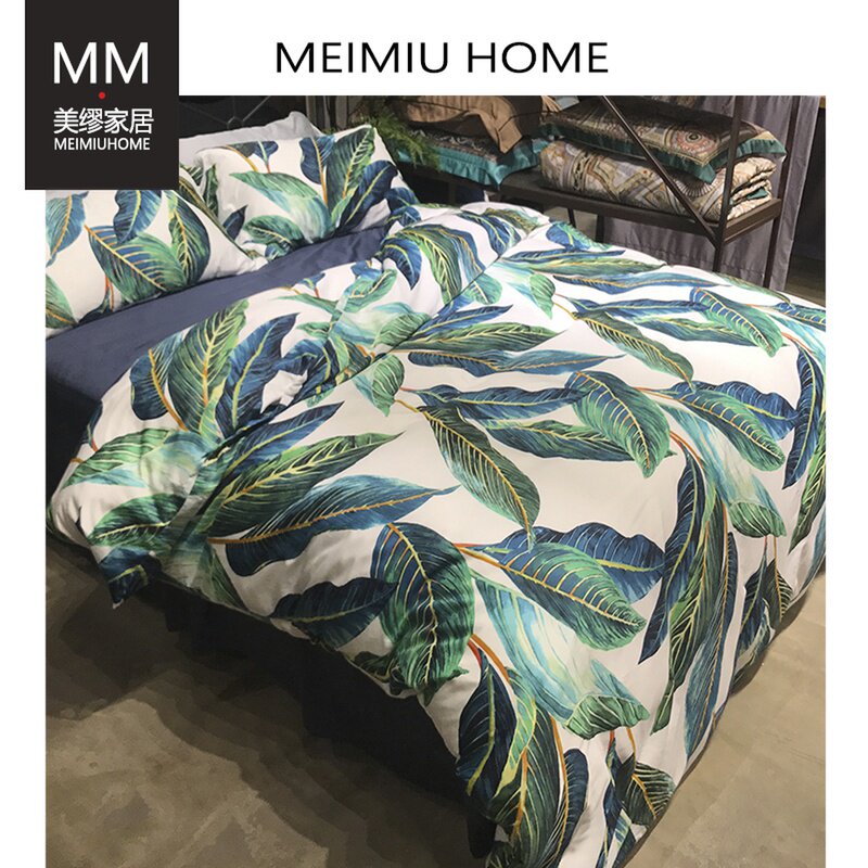 American 60 long-staple cotton satin four-piece set Cotton Pure cotton bed sheet duvet cover Bedding bed Li style pastoral style