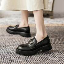Thick soled small leather shoes spring Joker 2021 Spring and Autumn retro Joker English soft leather single shoes Japanese Lafu shoes women