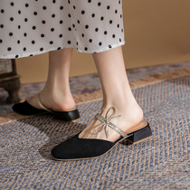 Slippers women Summer outside wear 2021 New Baotou half slippers women Net red sandals fashion small fragrant wind Muller shoes