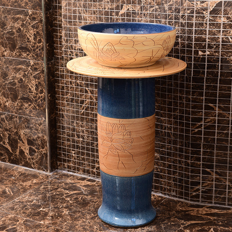 Wash Basin Ceramic Column Basin Make-up Room Upright Post Type Terrace Basin Floor Type Balcony Toilet Wash Basin Wash Basin