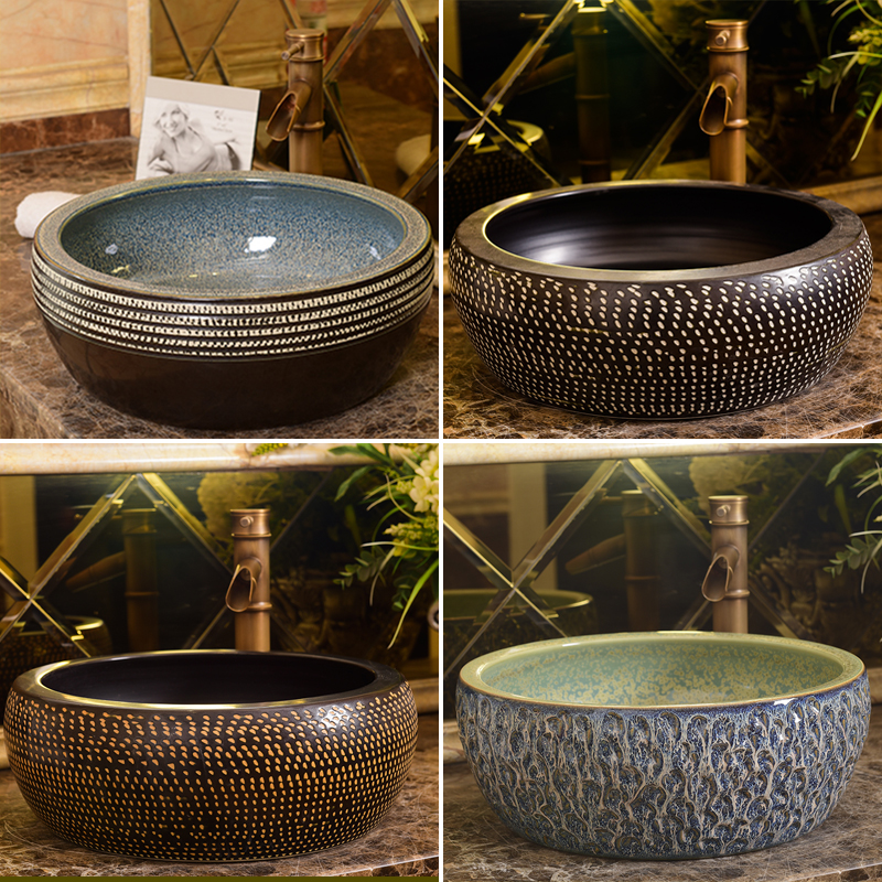 Jingdezhen Ceramic Terra basin Art basin washbasin washbasin washbasin washbasin upscale retro jumping up the basin