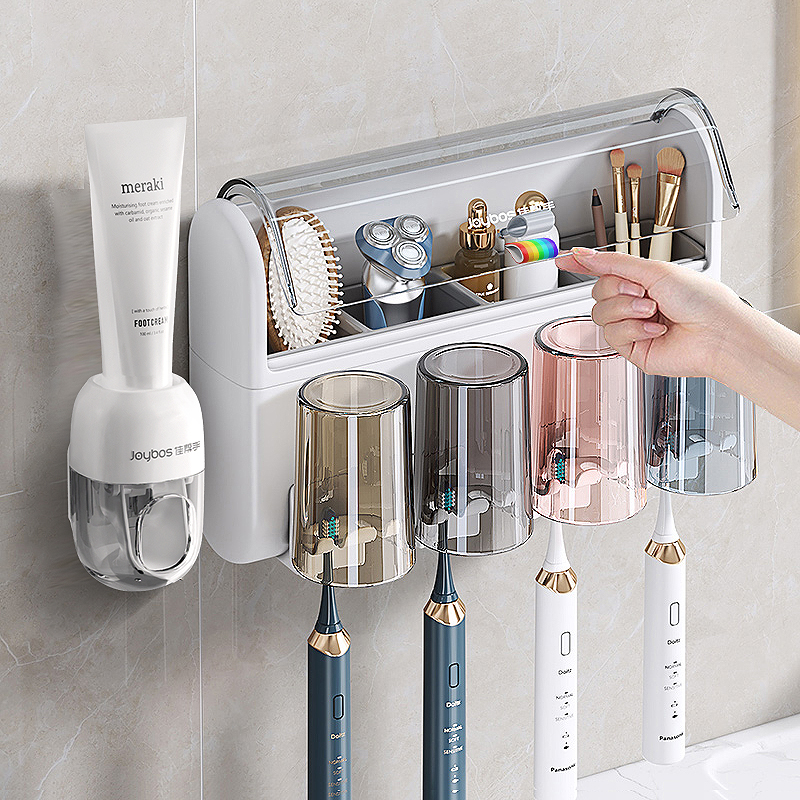 最高のヘルパー防塵歯ブラシラックパンチフリー壁掛け電動歯ブラシホルダー歯磨き粉マウスウォッシュカップファミリーセット
