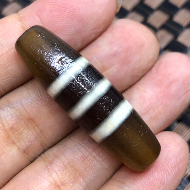 藏傳黑白線珠天珠天然瑪瑙真品西藏老天珠手串吊墜頸飾