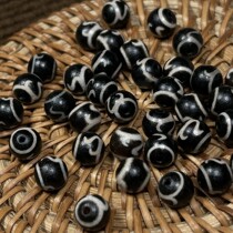 Black and White Tiger Teeth Water Pattern Noble Ruyi God of Wealth Dzi Beads Buddha Beads Rosary Beads Bracelet Toy Accessories Beads