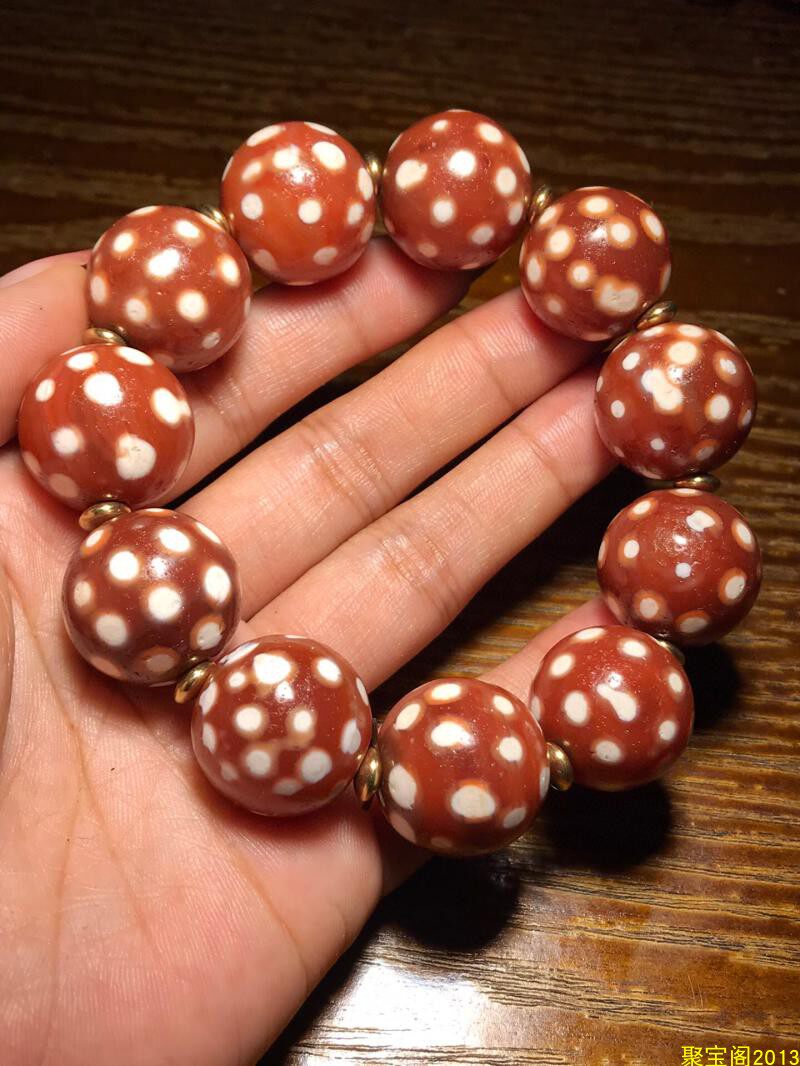 藏传西亚老玛瑙红玉髓满天星风化天珠手链手串佛珠念珠文玩配饰有哪些
