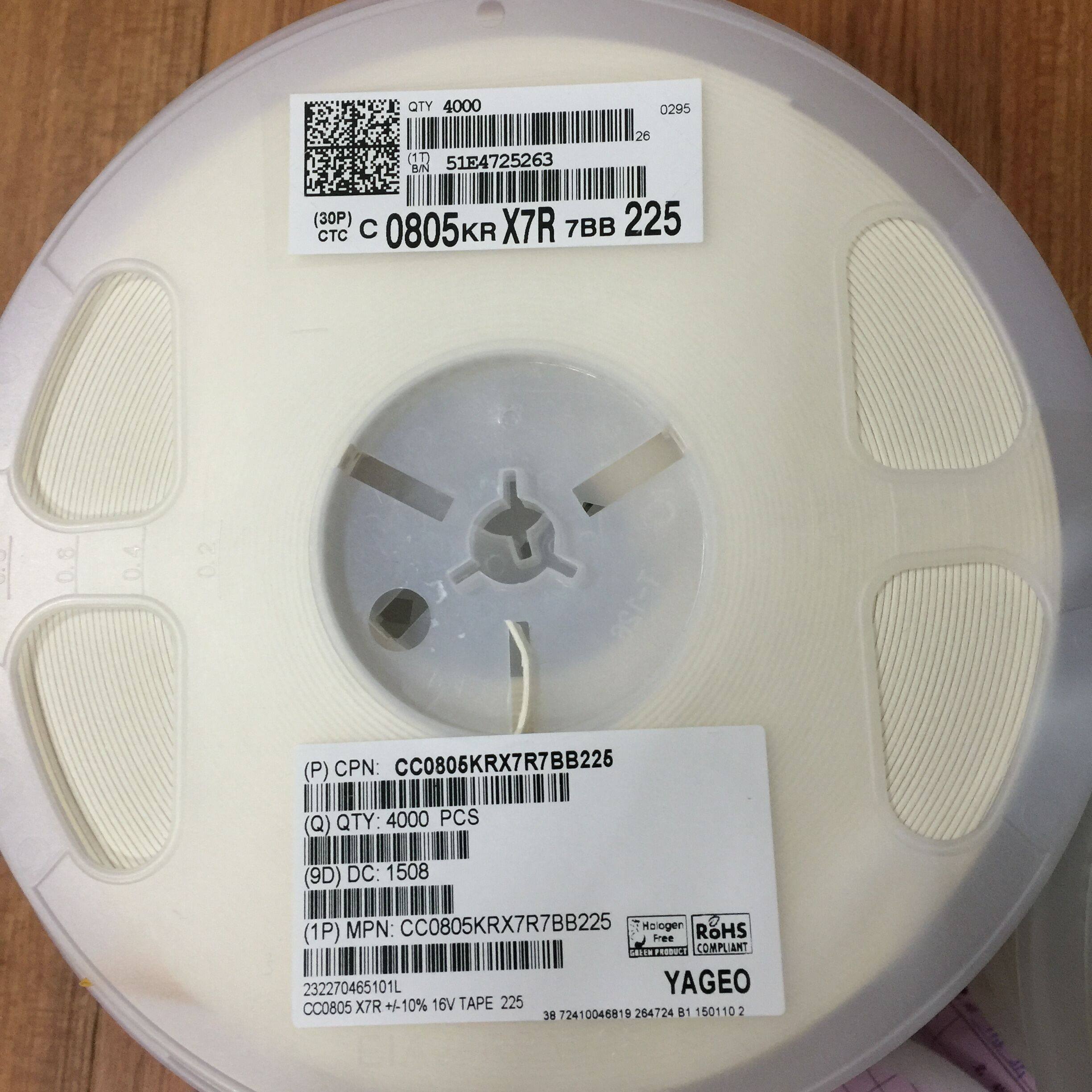 Original Yageo SMD capacitor 2012 0805 102J 1nf 1000pf 5% 50V 18 yuan K