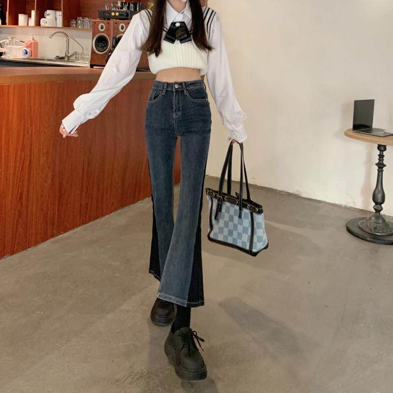 梨型身材小个子女新款牛仔裤子2022年早秋高腰设计感小众微喇叭裤详情6