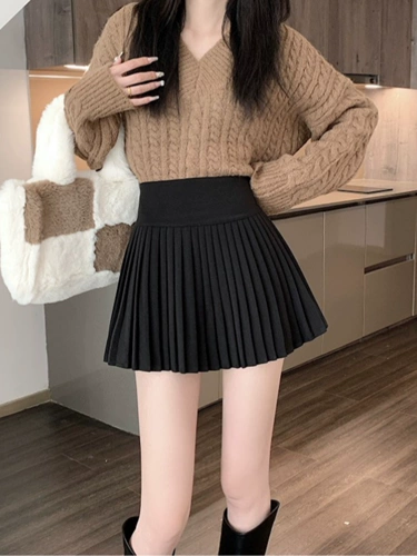 Бежевое защитное белье, демисезонная юбка в складку, приталенная мини-юбка, А-силуэт