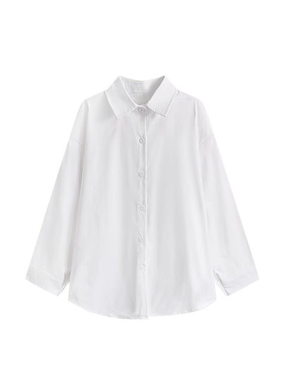 白衬衫女秋冬内搭叠穿蓝色衬衣女装宽松休闲外套新款春秋外搭上衣