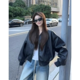 Ретро демисезонная полиуретановая куртка, в американском стиле, подходит для подростков