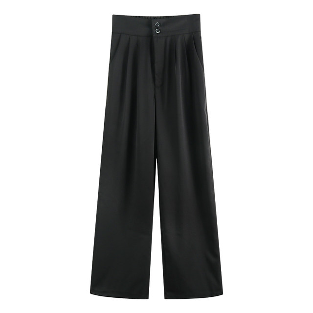 Suit casual pants women's spring 2022 new high waist drape small black loose straight wide leg pants