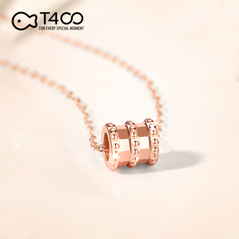 T400 small waist 18k gold necklace women's set chain O-shaped chain Rose gold clavicle chain pendant Birthday gift for girlfriend