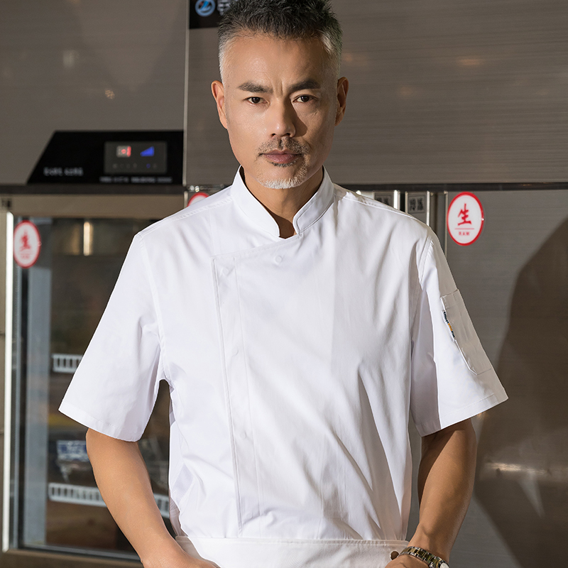 ホテルシェフ作業服半袖メンズとレディース長袖ケータリングキッチン専用シェフ服高級通気性綿