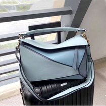 Hong Kong 2021 new puzzle bag geometric package genuine leather girl bag pet inclined satchel pillow bag soft leather