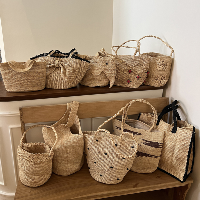 Raffia Straw Woven Bag Women's Summer Seaside Resort Style One-Shoulder Satchel Beach Bag Korean High-End Straw Bag Raffia Straw Woven Bag Women's Summer Seaside Resort Style One-Shoulder Satchel Beach Bag Korean High-End Straw Bag