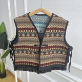 Ретро этнический жилет, подходит с юбкой, кардиган, накидка, этнический стиль, свободный крой, популярно в интернете