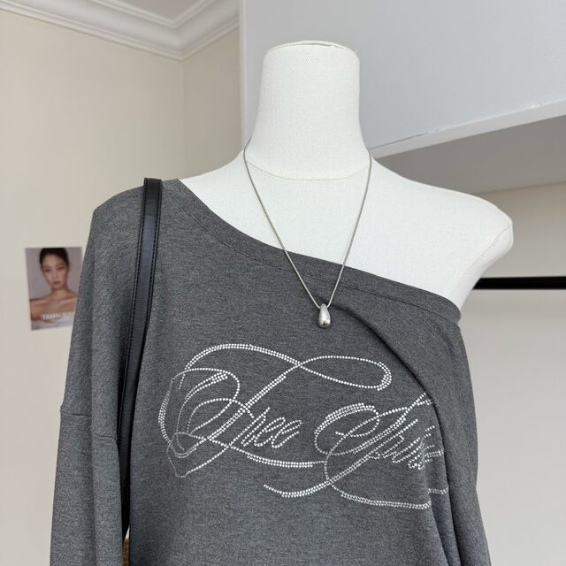 Lin Xi Xi 9.8 20:00 Cezanne's Brushwork Rhinestone Print Multi-Wear Casual Long-Sleeve T-Shirt