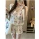Lin Xi Xi ~ Beach Vacation Style Casual Suit Plaid Hollow-Out V-Neck Sleeveless Top High-Waisted Short Style