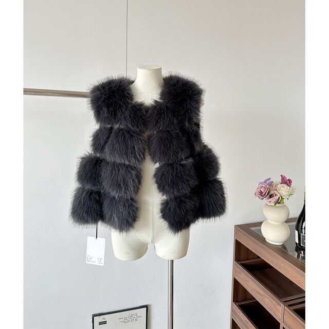 Korean Style Imitation Fox Fur Vest for Women 2025 Autumn and Winter New Style Versatile Patchwork Pu Leather Vest Jacket for Small People