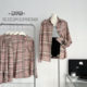 Lin Xi Xi Classic Pink Girly Plaid Long-Sleeve Loose Shirt Top Slimming Versatile Jacket for Women