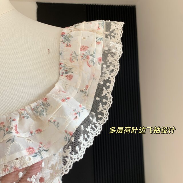 Lin Xiasha Square-Neck Floral Dress for Women 2025 Spring New Style Pure Desire A-Line Dress with Gentle Temperament