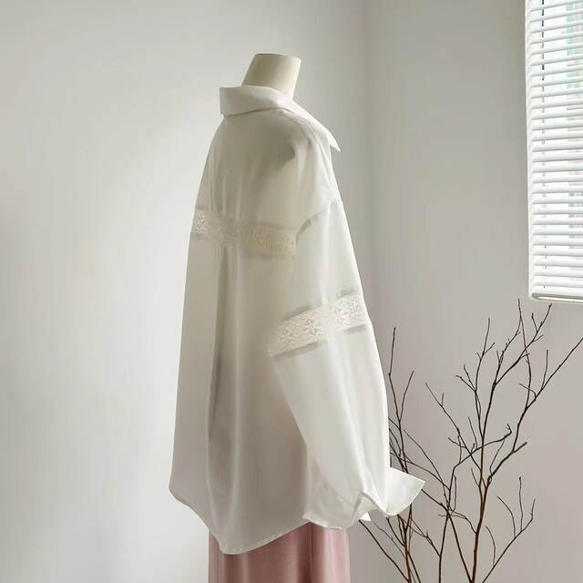 Lin Xiasha French Romantic Vibe White Loose Slimming Versatile Shirt for Spring