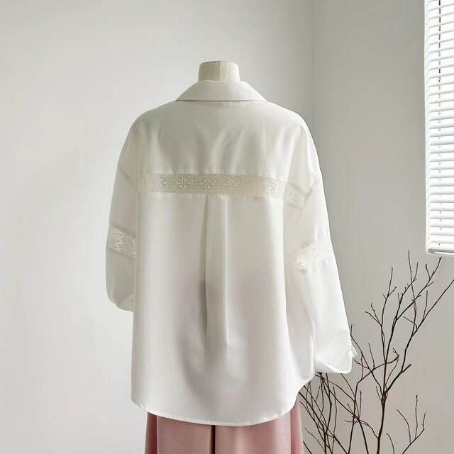 Lin Xiasha French Romantic Vibe White Loose Slimming Versatile Shirt for Spring